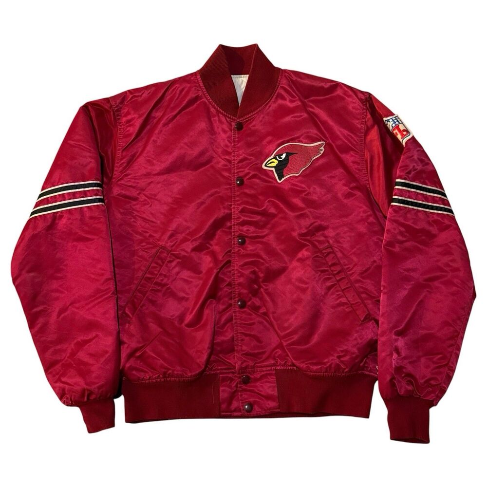 Vintage 80s St Louis Arizona Cardinals Starter Satin Bomber Jacket USA Red Sz L